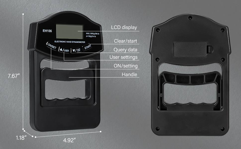 Grip Strength Tester, 396Lbs/180Kg Digital Hand Dynamometer Grip Strength Meter Usb Lcd Screen Hand Grip Dynamometer Comfortable To Use