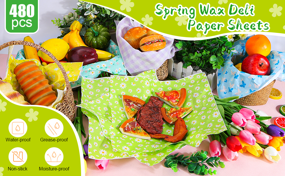 480Pcs Spring Wax Paper Dry Waxed Deli Paper Sheets 12x12