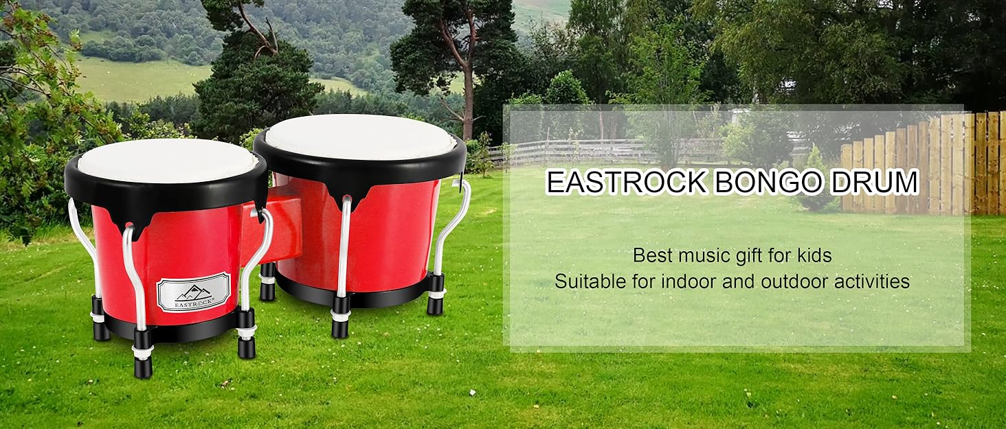 EastRock Bongo Drum 4” and 5” Set for Adults, Beginners
