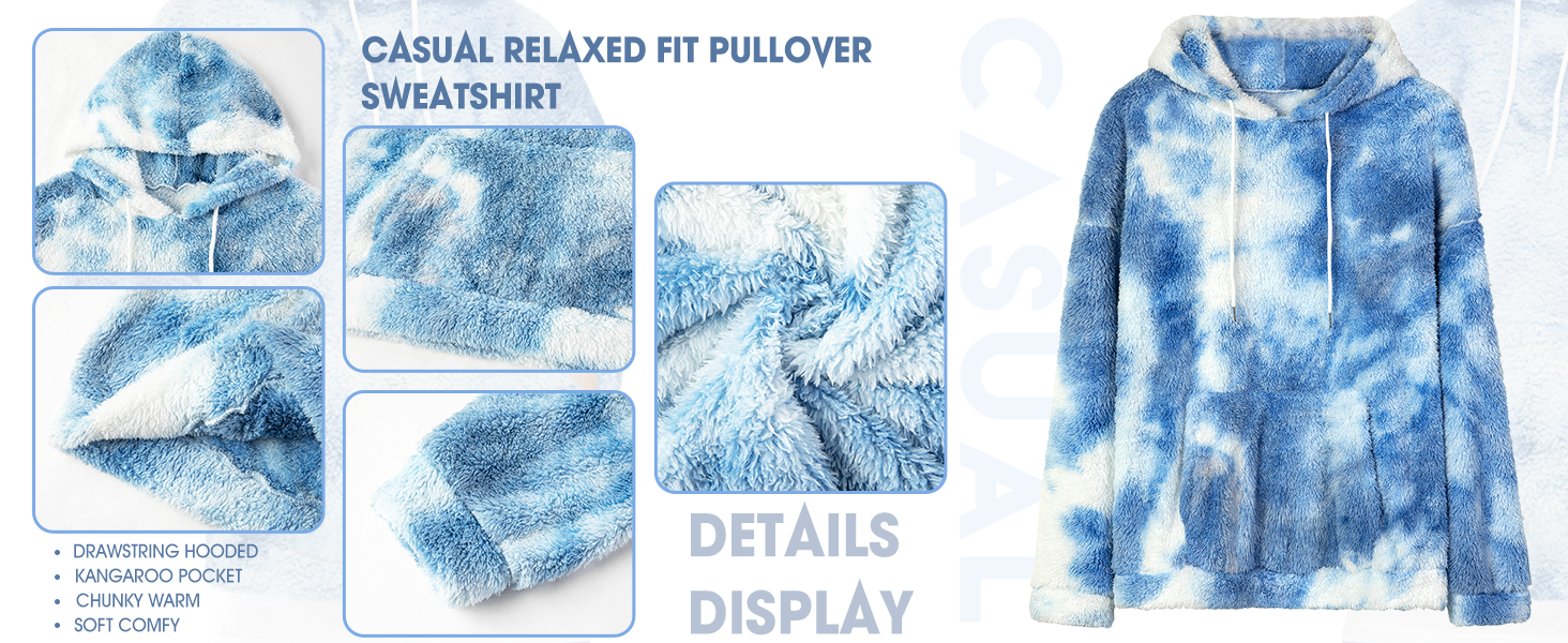 Runcati Mens Fuzzy Sherpa Pullover Hoodie Sweatshirts Long Sleeve Sport