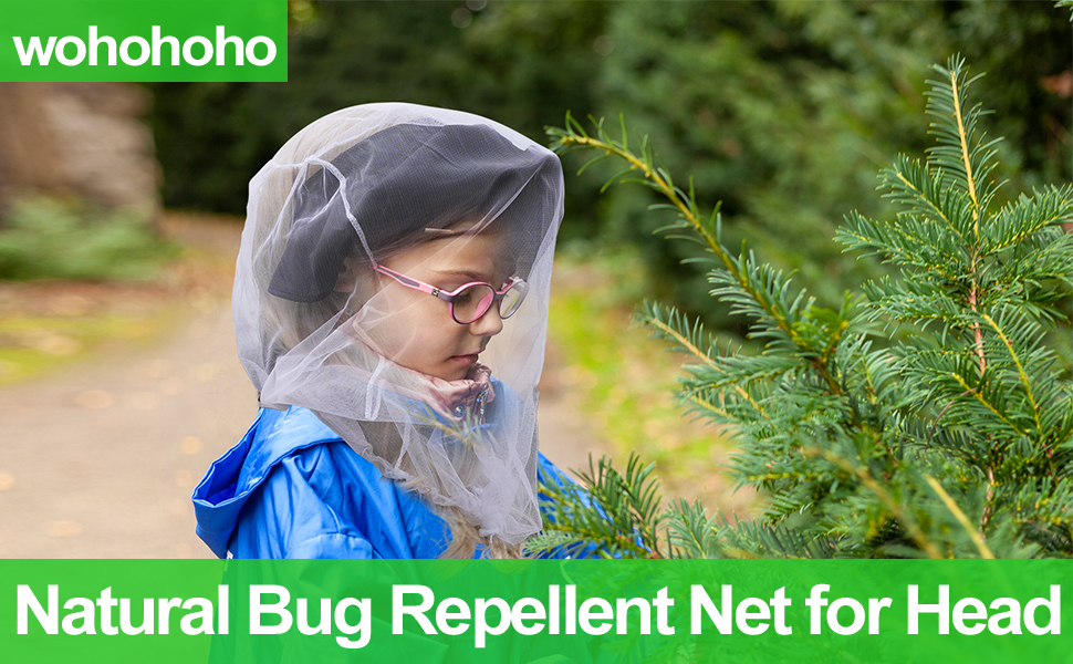 wohohoho Mosquito Head Net Mesh with Drawstring, Bug Face