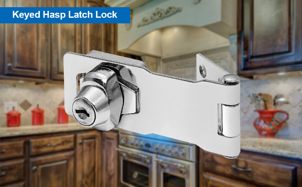 4 Pack Keyed Hasp Latch Lock 4 x 15/8 inch Twist Knob Keyed Locking