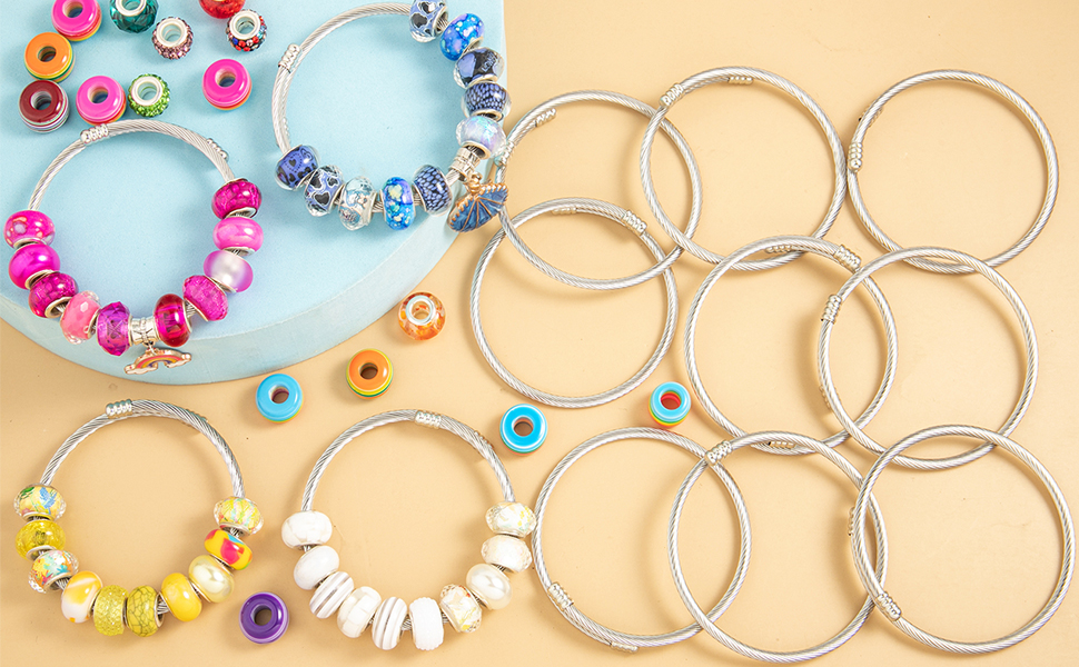 Expandable Charm Bangle Bracelets