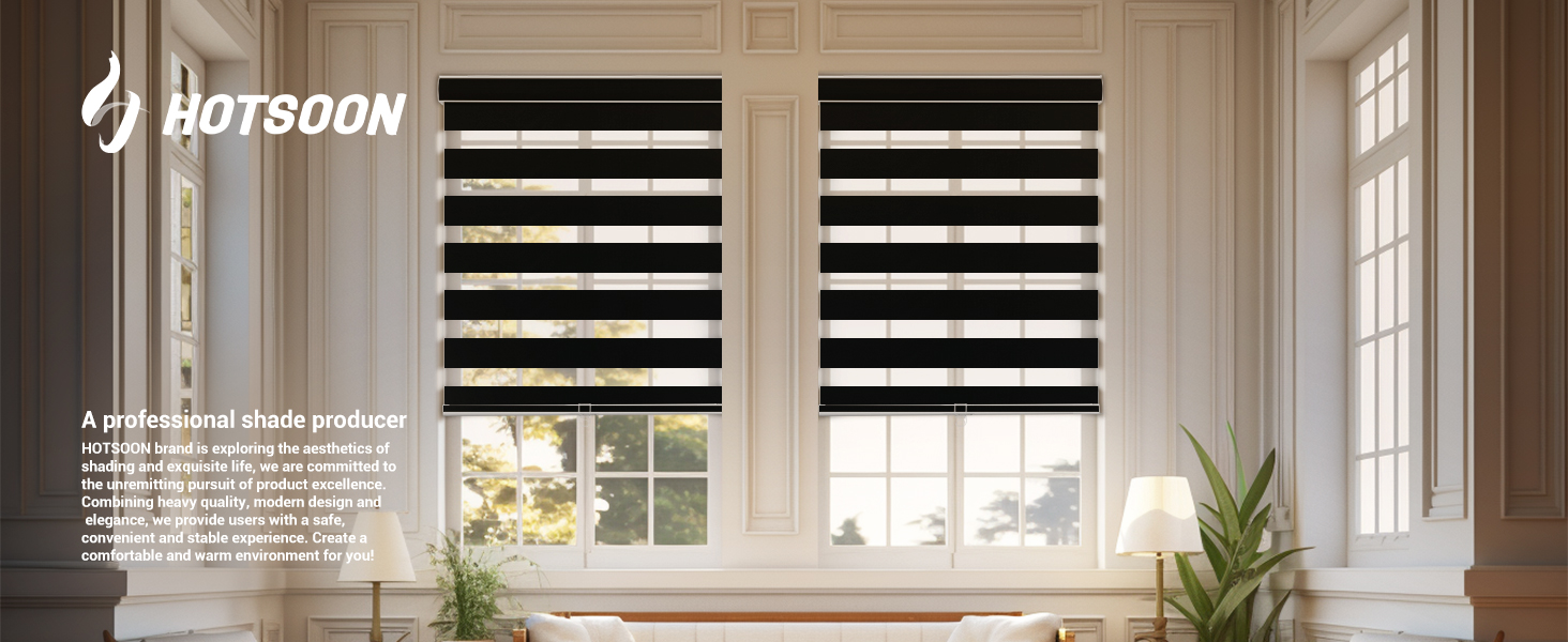 HOTSOON Cordless Zebra Blinds for Windows,Custom Sizes,blackout Blinds