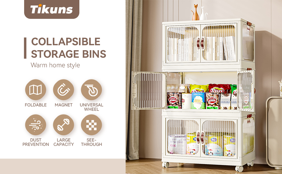 Tikuns Giant Size Storage Bins with Lids Stackable Plastic
