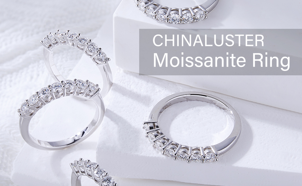 Moissanite Wedding Band,925 Sterling Silver Engagement Rings