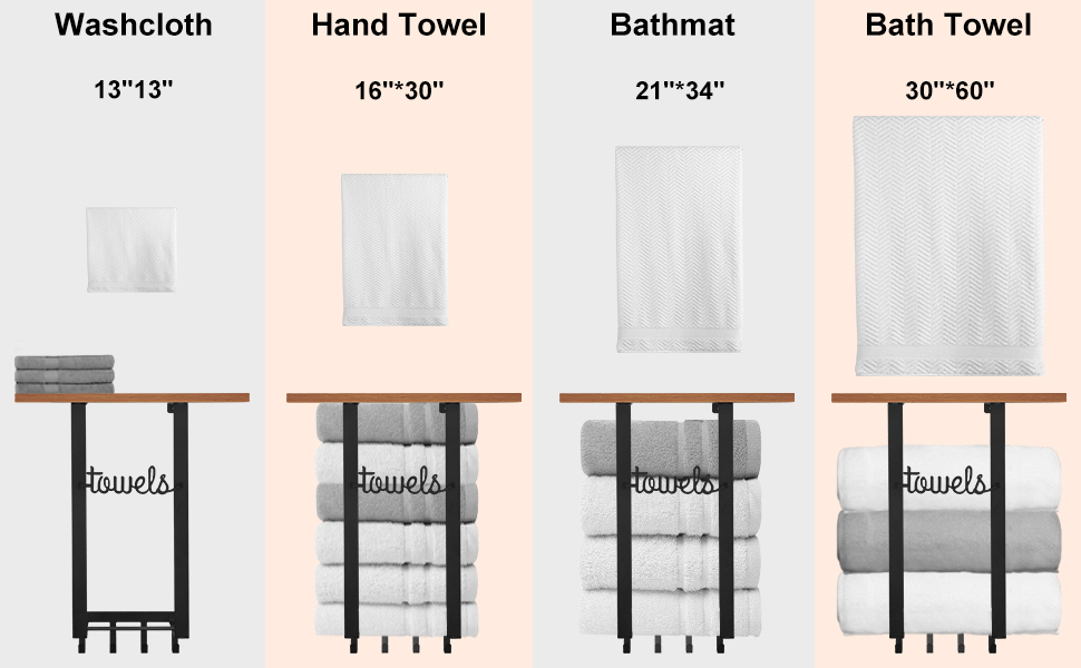 Towel Holder Bathroom Storage with Wooden Shelf and 4 Hooks