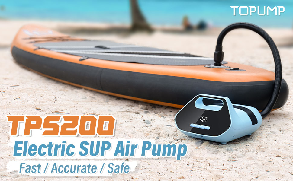 TOPUMP 20PSI Ultra-High Pressure SUP Air Pump TPS200, Dual Stage  Inflation/Deflation SUP Inflator Auto-Off Feature, 12V DC Car Connector for