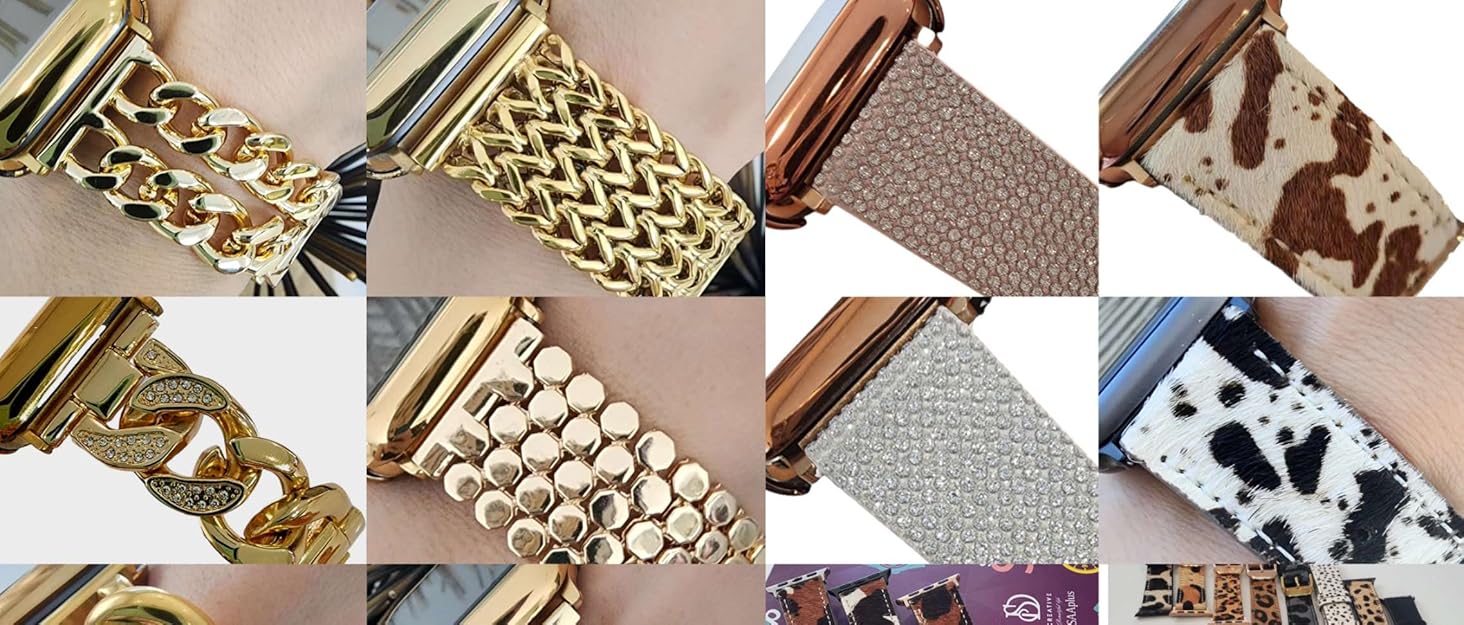 gold chain pretty straps bling leather furry cow print 