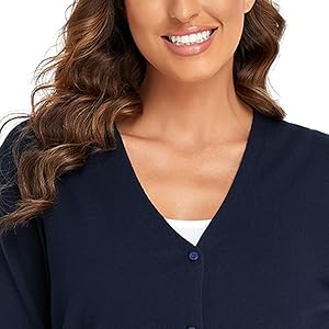 Strickjacke für Damen Pullover mit V-Ausschnitt
