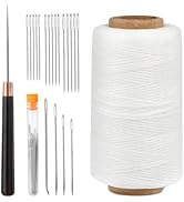 TLKKUE 273 Yards Leather Upholstery Sewing Waxed Thread Kit, White Waxed Thread Sewing Needle Str...