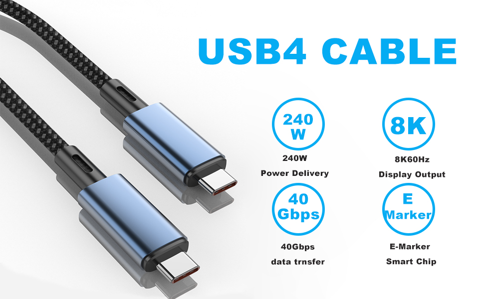 Thunderbolt 4 Cable 3.3 ft Thunderbolt Certified, Supports