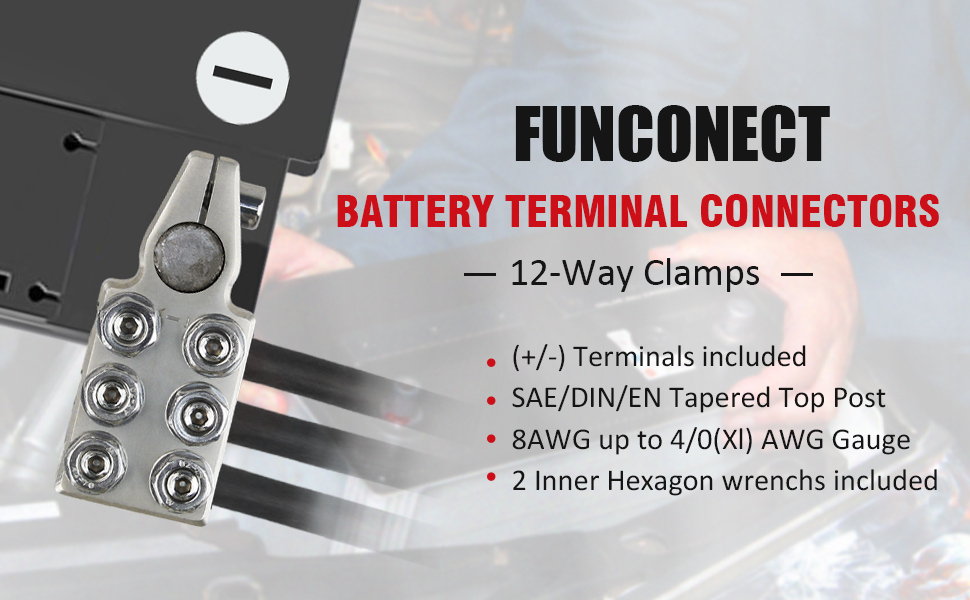 FUNCONECT Battery Terminal Connectors 12Way Battery