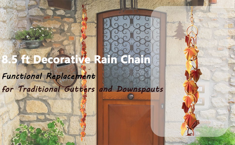 frymucz 8.5 Feet Rain Chains for Gutters, Functional and