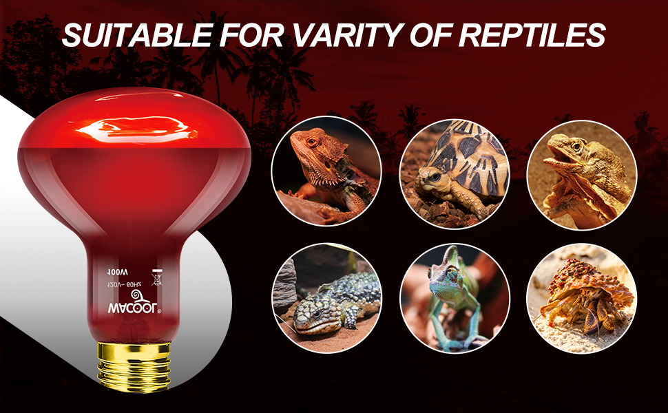 WACOOL 2 Pack Reptile Heat Lamp Bulbs,100W Infrared Basking