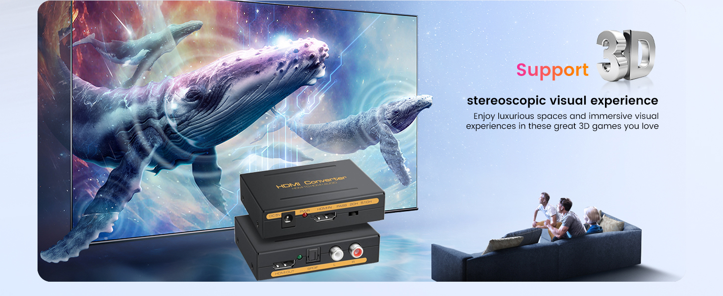 4K HDMI Audio Extractor Splitter, 1080P HDMI to HDMI Audio Converter + Optical Toslink