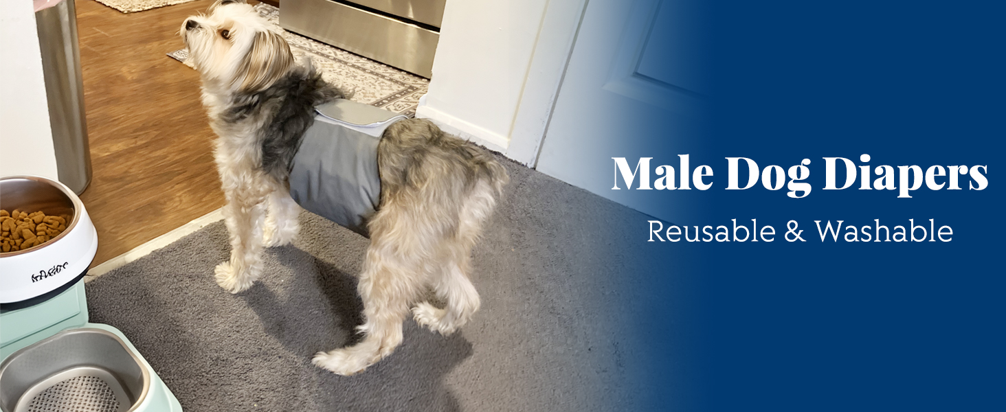 SlowTon Reusable Dog Nappies Male, 3 Pack Washable Diapers Belly Bands