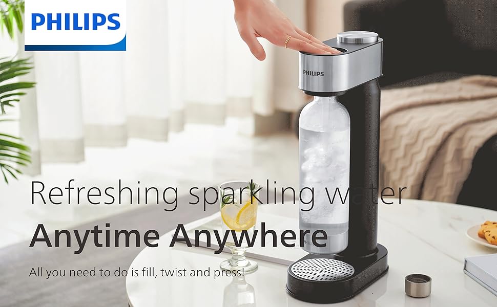 Philips Soda Maker with 1L PET Bottle, Black Soda Makers