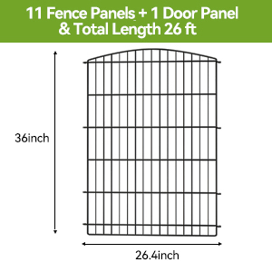 Animal Barrier Fencing with 5 Panels + 1 Gate Rustproof Metal Wire Temporary Fence