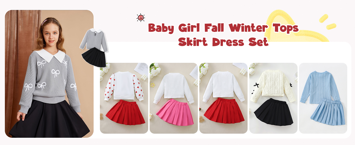 Baby Girl Fall Winter Tops Skirt Dress Set