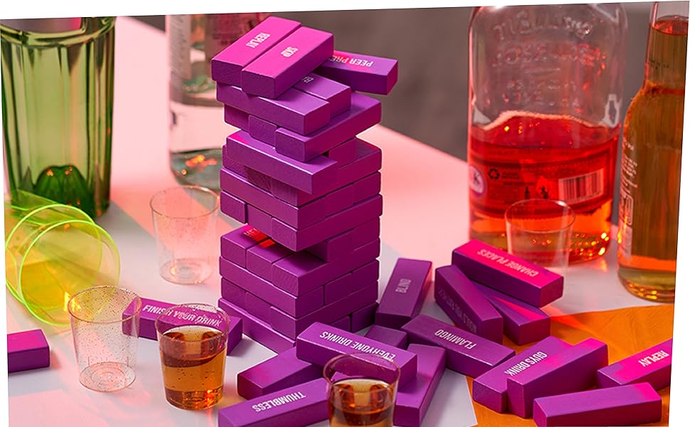THE TWIDDLERS Tumbling Tower Drinking Stack Game 54 Wooden Blocks