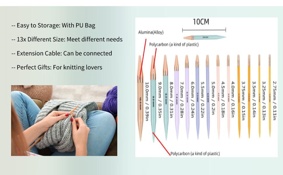 13 Pairs Interchangeable Knitting Needles Set, Circular Knitting