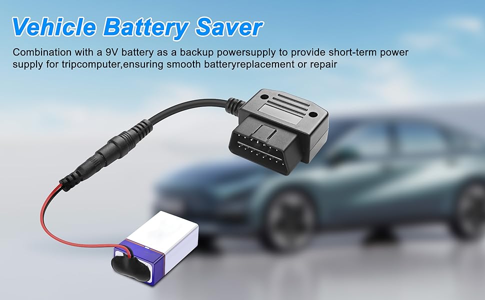 XMSJSIY 16Pin OBD OBD2 Memory Saver AC/9V Vehicle Battery