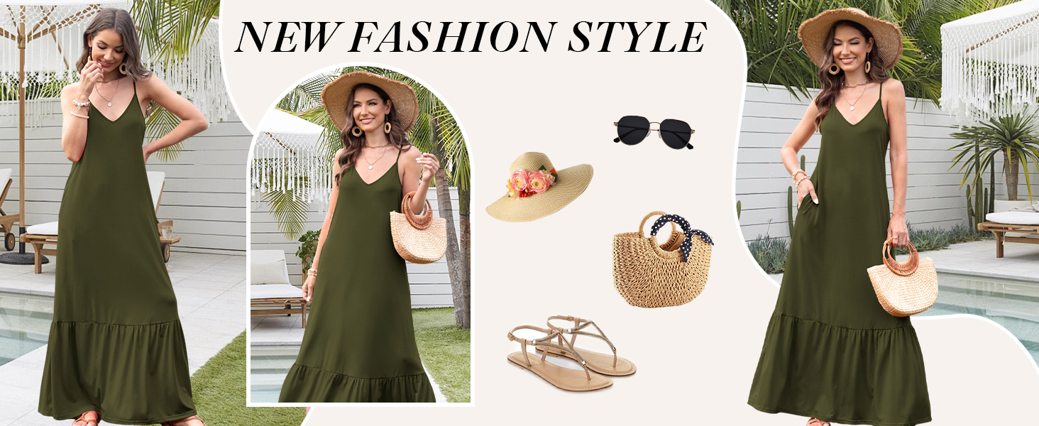 v neck maxi dress with pockets
