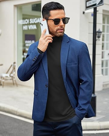 COOFANDY Men's Turtleneck Jumpers Long Sleeve Roll Neck Tops for Men Basic High Neck T Shirts Lightweight Turtle Neck Sweater Pullover 18 9501 B