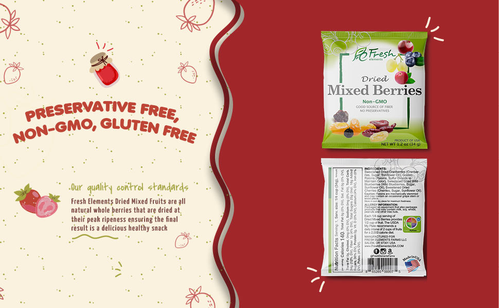 NON GMO GLUTEN FREE PRESERVATIVE FREE DRIED FRUITS