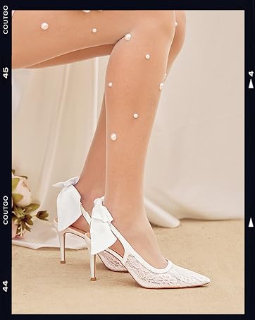 womens ankle strap bow heels lace wedding bridal shoes stiletto high heels