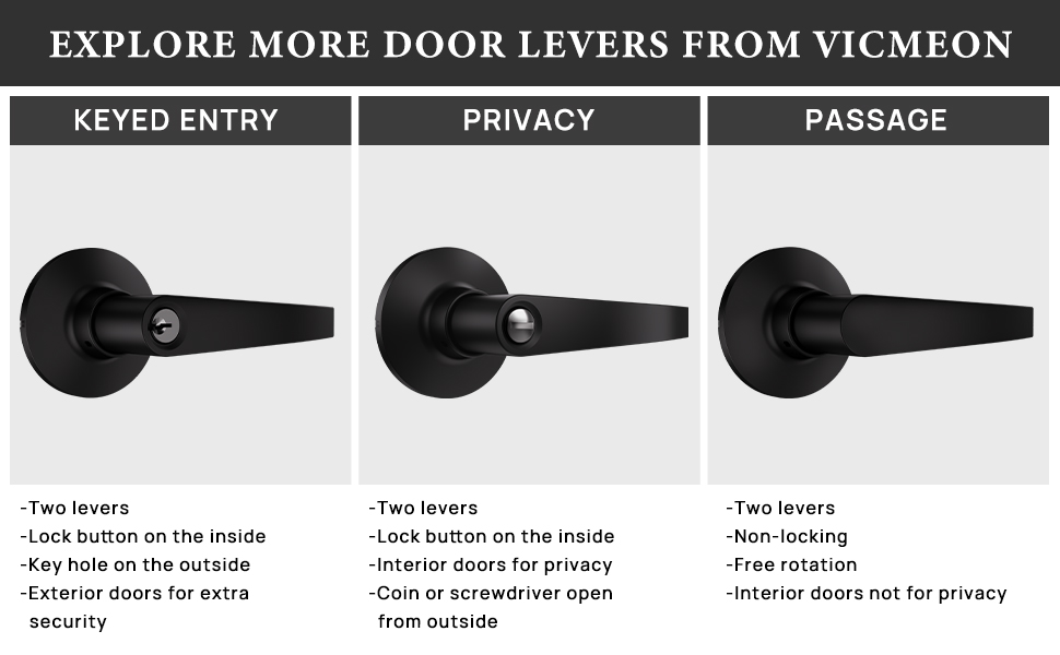 VICMEON Entrance Lever Door Handle, Keyed Entry Door Lock, Entrance