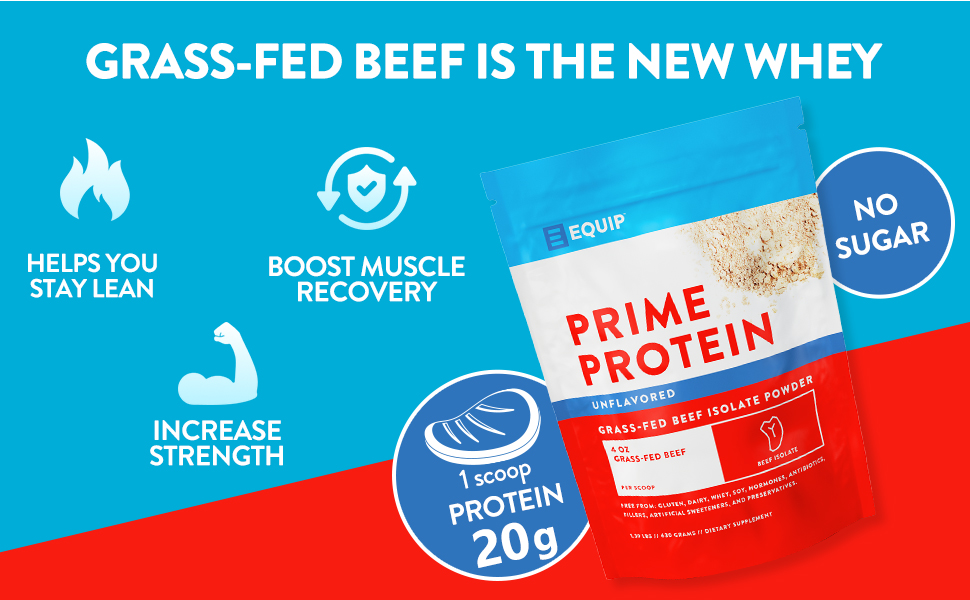 Equip Foods Prime Protein Grass Fed Beef Protein Powder Isolate Paleo and Keto