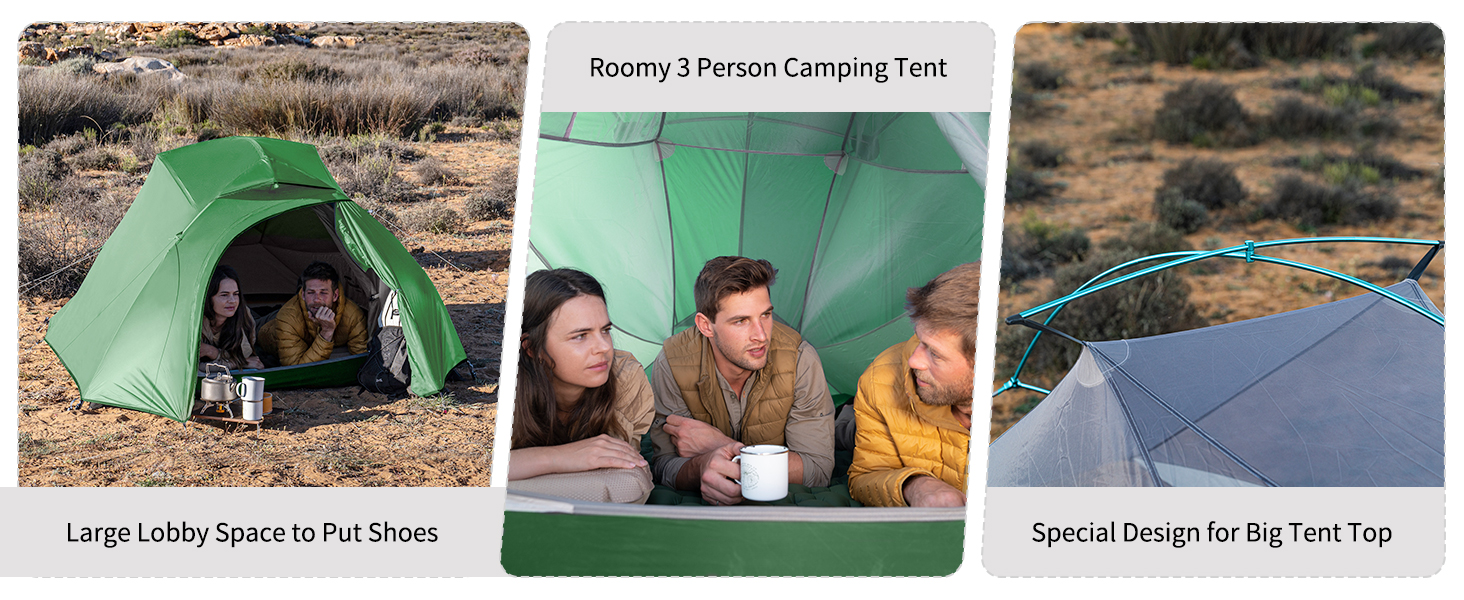 Naturehike CloudUp 3 Person Tent Lightweight Backpacking Tent with Footprint 3