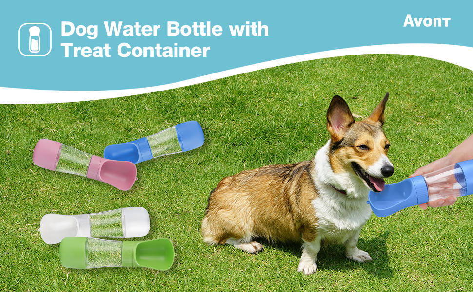 Avont Dog Water Bottle, 11OZ Portable Doggy Water Dispenser with Treat