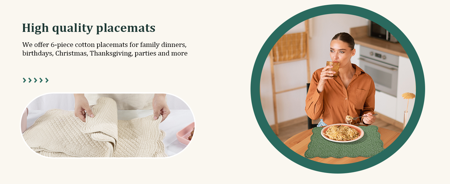 HOMBYS Quilted Placemats Set of 4 for Kitchen Table - OEKO-TEX STANDARD 100
| Hombys Washable Rectangular Placemats 100 20f652e5 Cafc 4385 A014 29d389eadb78. CR0,0,1464,600 PT0 SX1464 V1