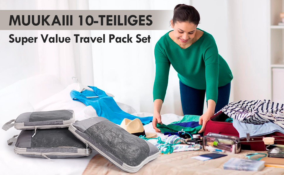 Muukaiii Organisateur Valise Lot de 10 Rangement Valise