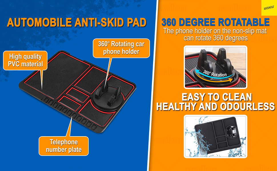 Karomouj KMA574 Multi Function Non Slip Dashboard Mat 6in1 Car Mat