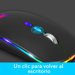 Ratón Inalámbrico Recargable, Bluetooth Ratón LED