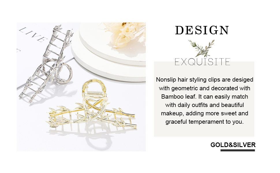 strong hold hair claw clamps gold metal hair clips