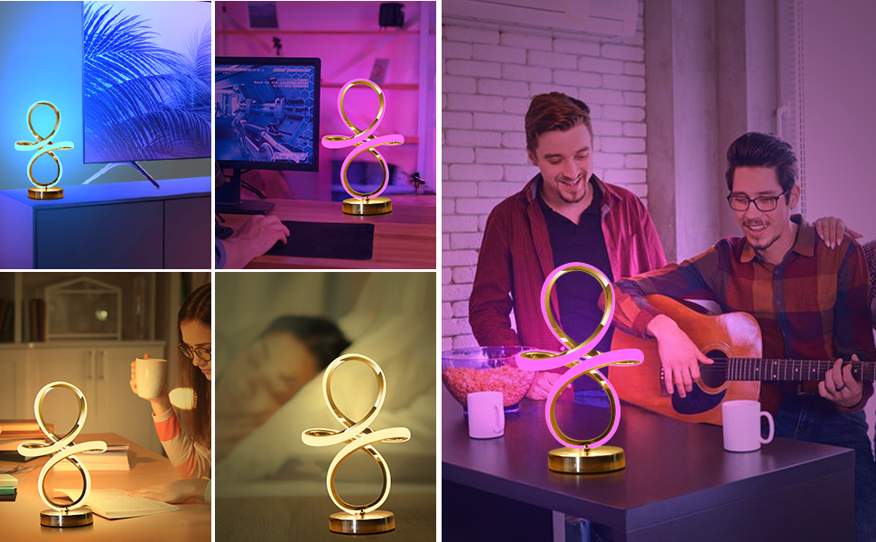 SZMiNiLED Modern Table Lamp RGB & Warm White LED Desk Lamp, Dimmable