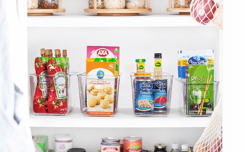 Vtopmart Clear Plastic Pantry Organizer Bins, 6 PCS Food