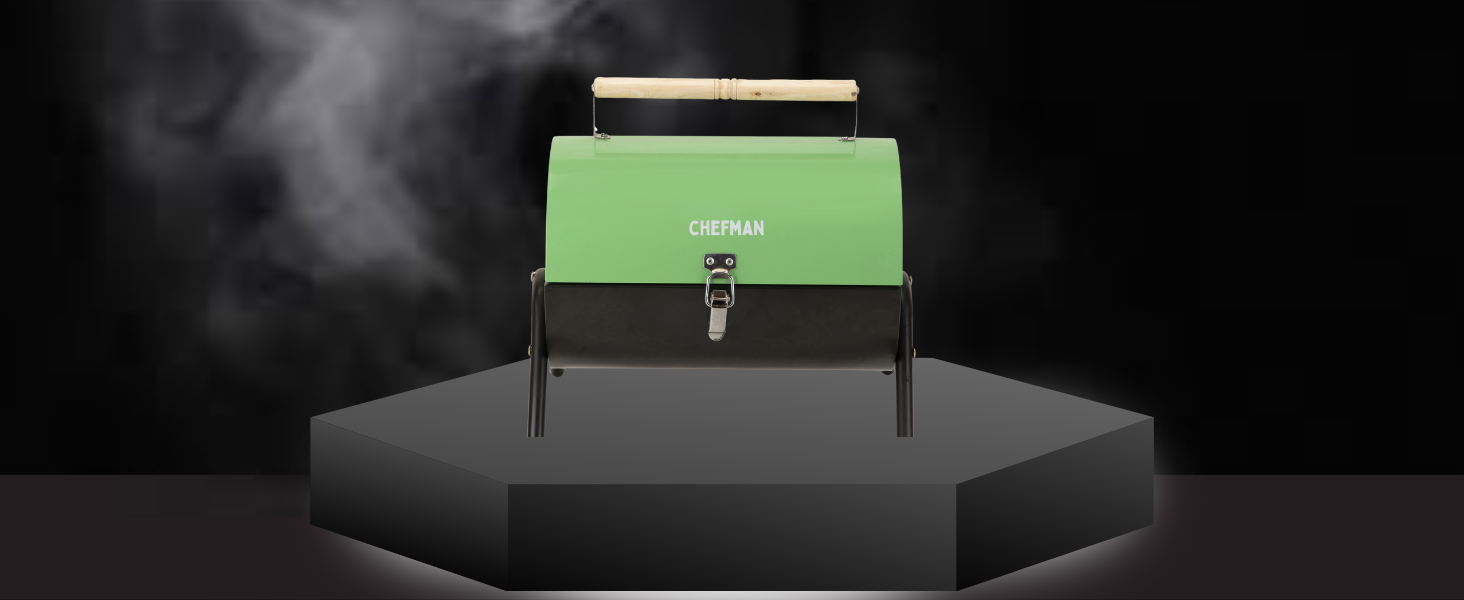 Chefman Barrel Barbeque Green Colour