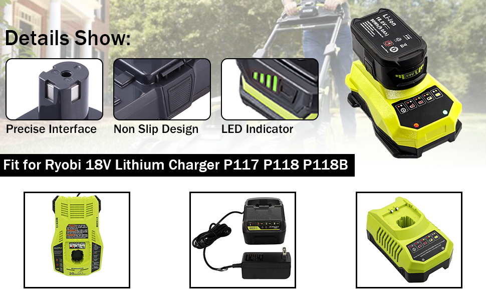 2 Packs 3.0Ah 18 Volt P102 Replacement Battery Compatible with Ryobi