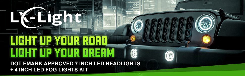 lx-light 7'' led headlight with fog light kit