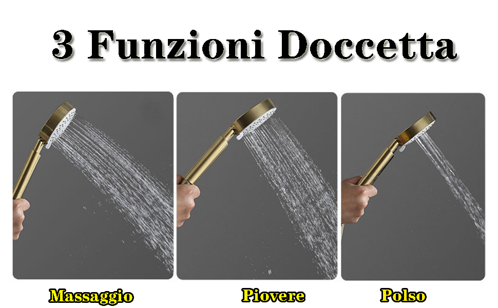 Set Rubinetto Doccia Oro Spazzolato, Soffione Doccia A Pioggia In ABS Da 8 Pollici Con Doccetta, Rubinetto Doccia A Pioggia Di Lusso, Miscelatore Bagno, Sistema Doccia 12 Set doccia
