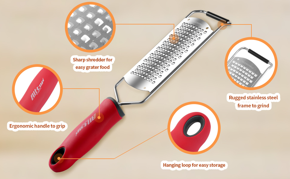 ALLTOP Lemon Zester Grater,Stainless Steel Wide Blade with