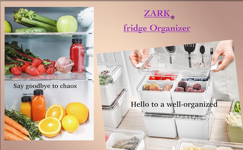 Zark Fridge Organisers with Lids Multipurpose Organiser Boxes for