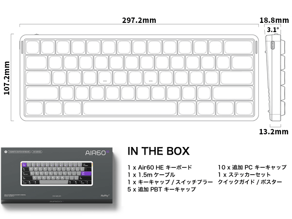Amazon | nuphy Air60 HE 磁気スイッチ ゲーミングキーボード 61