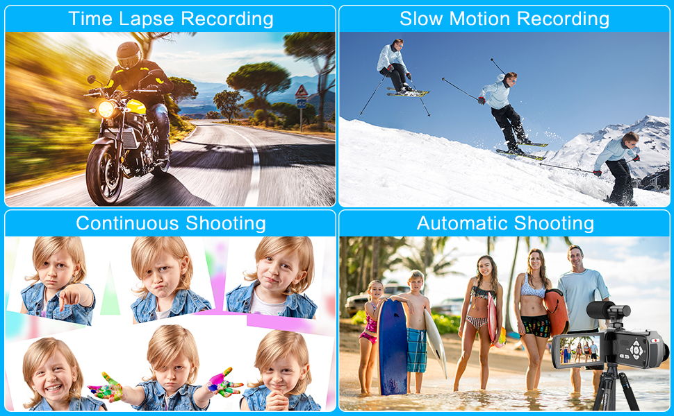 a collage of different shots of a boy skiing.